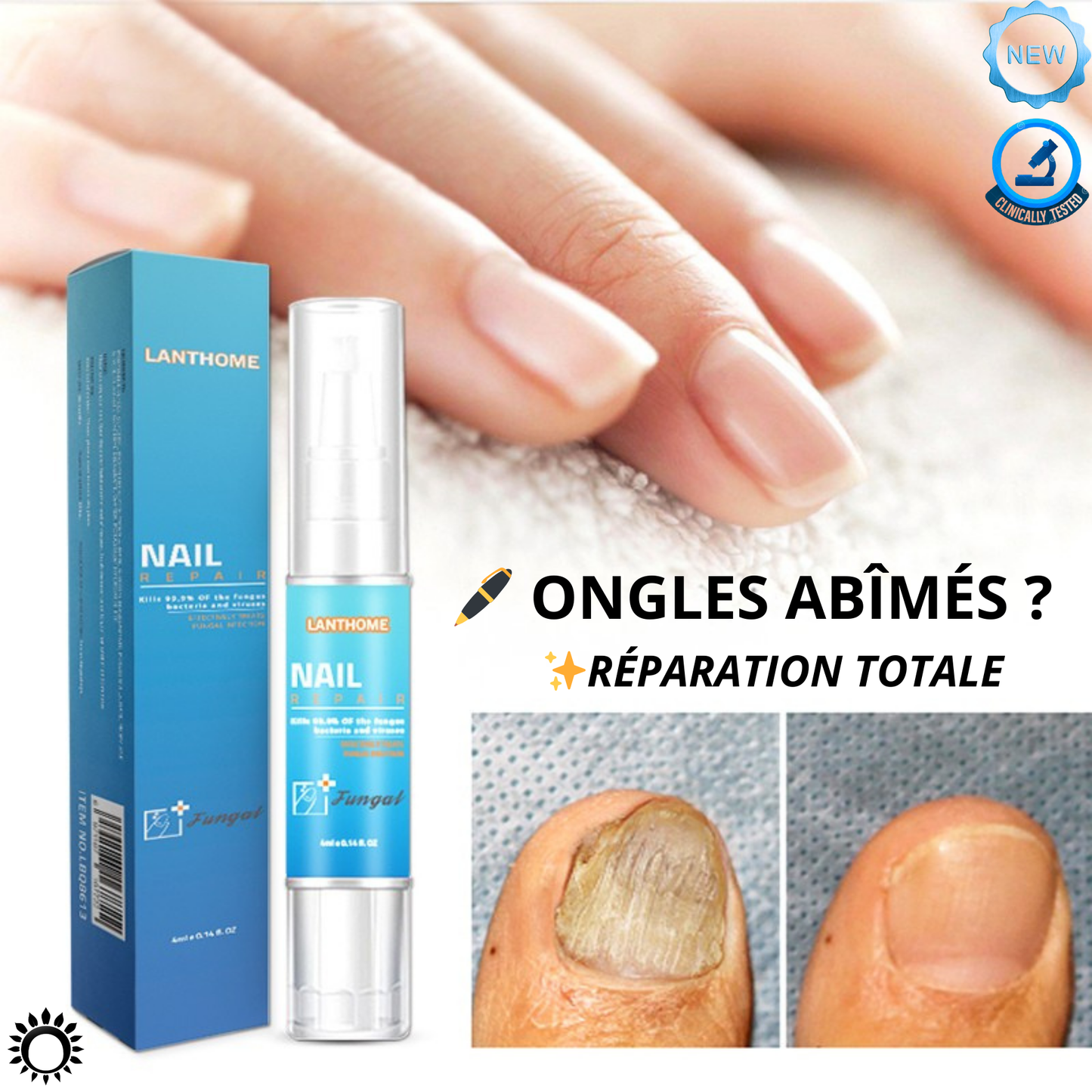 LANTHOME – Stylo Réparateur Ongles Abîmés | Repousse Saine & Rénovation Totale