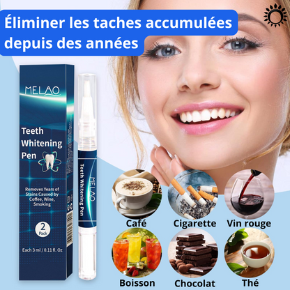 Stylo Blanchissant pour les Dents MELAO – Élimine les Taches de Café, Vin, Tabac