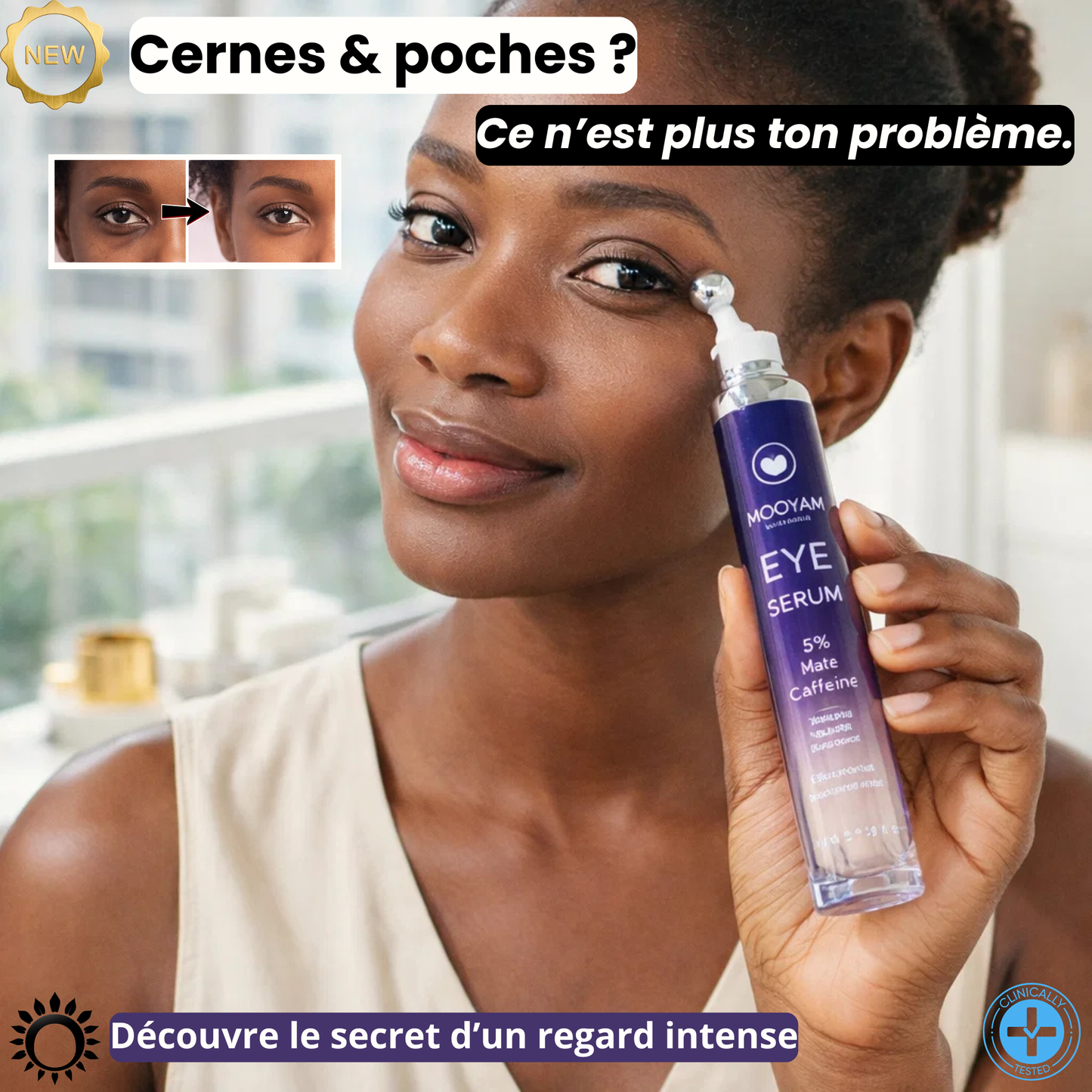 MOOYAM Sérum Contour des Yeux 360° – Anti-Cernes & Anti-Poches à la Caféine